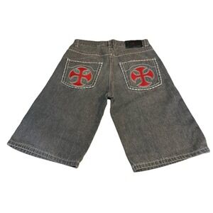 DWNTWN Express Vtg Y2K Baggy Jean Shorts Jorts Hip Hop Skater Grunge Mens W 32